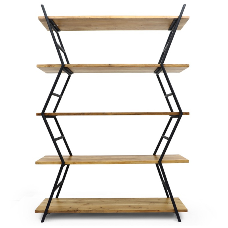 Стеллаж Industrial Zigzag Light Wood Коричневый Черный Стеллаж Industrial Zigzag Light Wood Коричневый Черный в Костроме | Loft Concept