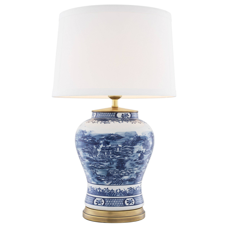 Настольная лампа Eichholtz Table Lamp Chinese Blue Белый Синий Латунь Античная полированная Настольная лампа Eichholtz Table Lamp Chinese Blue Белый Синий Латунь Античная полированная в Костроме | Loft Concept