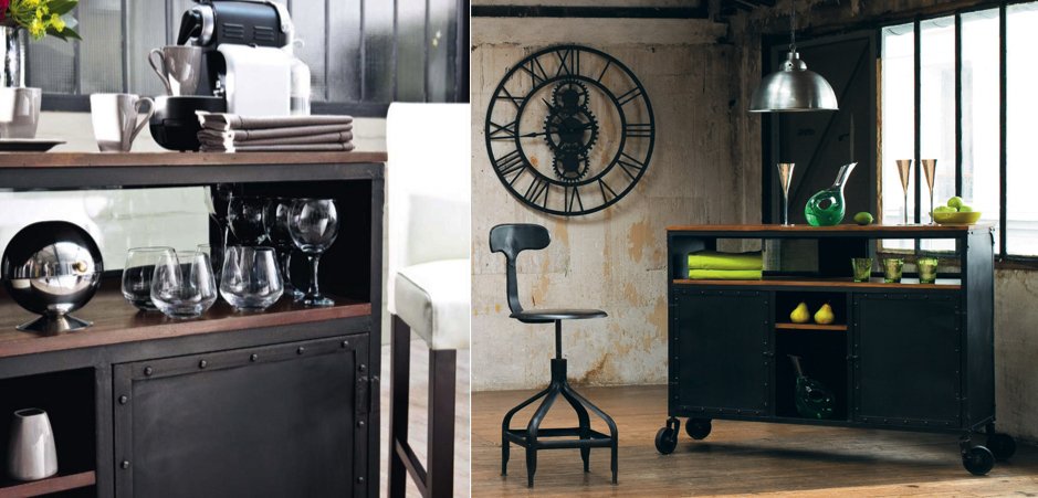 Комод в стиле Индастриал на колёсах Industrial Bar Oak Chest Комод в стиле Индастриал на колёсах Industrial Bar Oak Chest - Loft-Concept в Костроме
