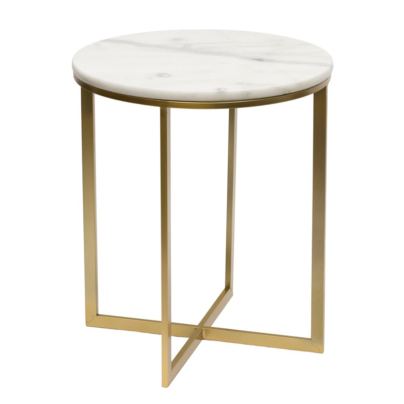 Приставной стол Round Table Marble white Золотой Белый Мрамор Bianco Приставной стол Round Table Marble white Золотой Белый Мрамор Bianco в Костроме | Loft Concept