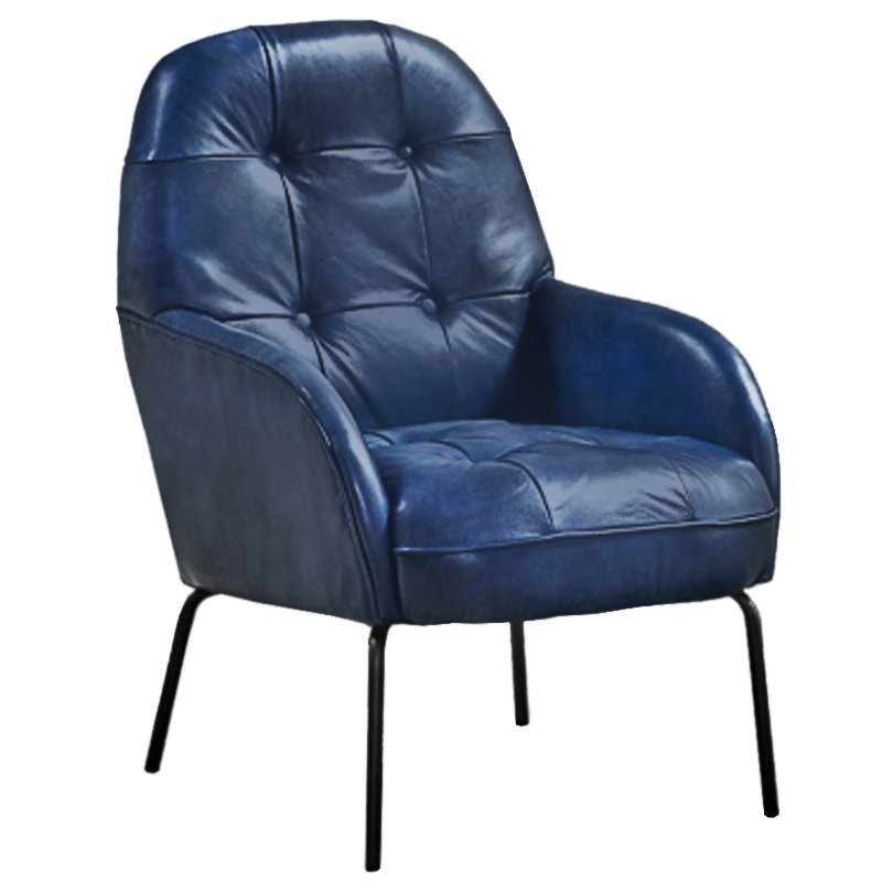 Кресло SHAPKIN LEATHER ARM CHAIR BLUE Синий Черный Кресло SHAPKIN LEATHER ARM CHAIR BLUE Синий Черный в Костроме | Loft Concept