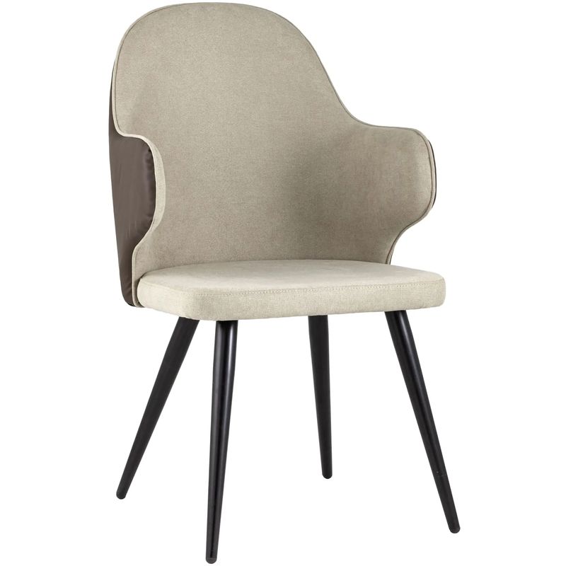 Стул Miruna Fabric and Leather Chair с Подлокотником Бежевый Коричневый Черный в Костроме | Loft Concept 
