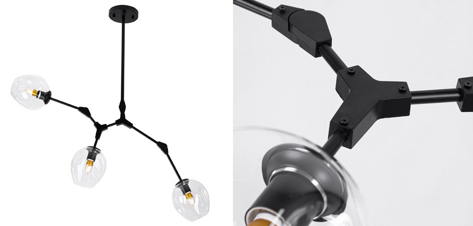 Люстра Сrumpled Glass Bubble Chandelier Black 3 плафона Люстра Сrumpled Glass Bubble Chandelier Black 3 плафона - Loft-Concept в Костроме