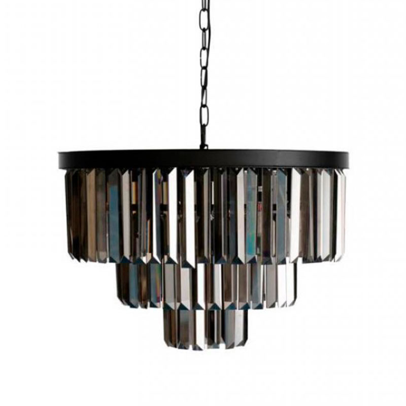 Круглая Люстра RH 1920s Odeon Black iron Three Layers Серое Стекло диаметр 50 см Черный Серый Круглая Люстра RH 1920s Odeon Black iron Three Layers Серое Стекло диаметр 50 см Черный Серый в Костроме | Loft Concept