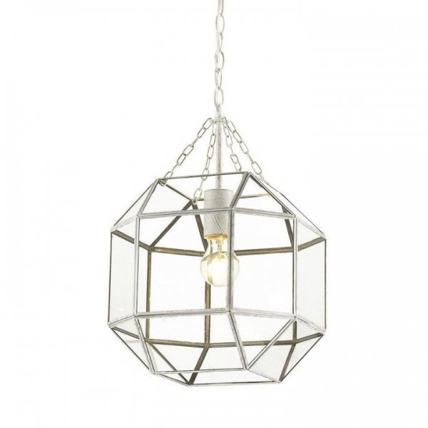 Подвесной светильник Glass & Metal Cage Pendant White Белый Подвесной светильник Glass & Metal Cage Pendant White Белый в Костроме | Loft Concept