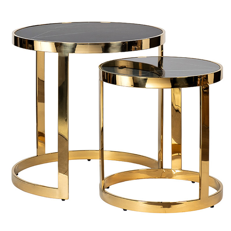 Комплект приставных столов Geirulf Side Table Глянцевое золото Черный Комплект приставных столов Geirulf Side Table Глянцевое золото Черный в Костроме | Loft Concept