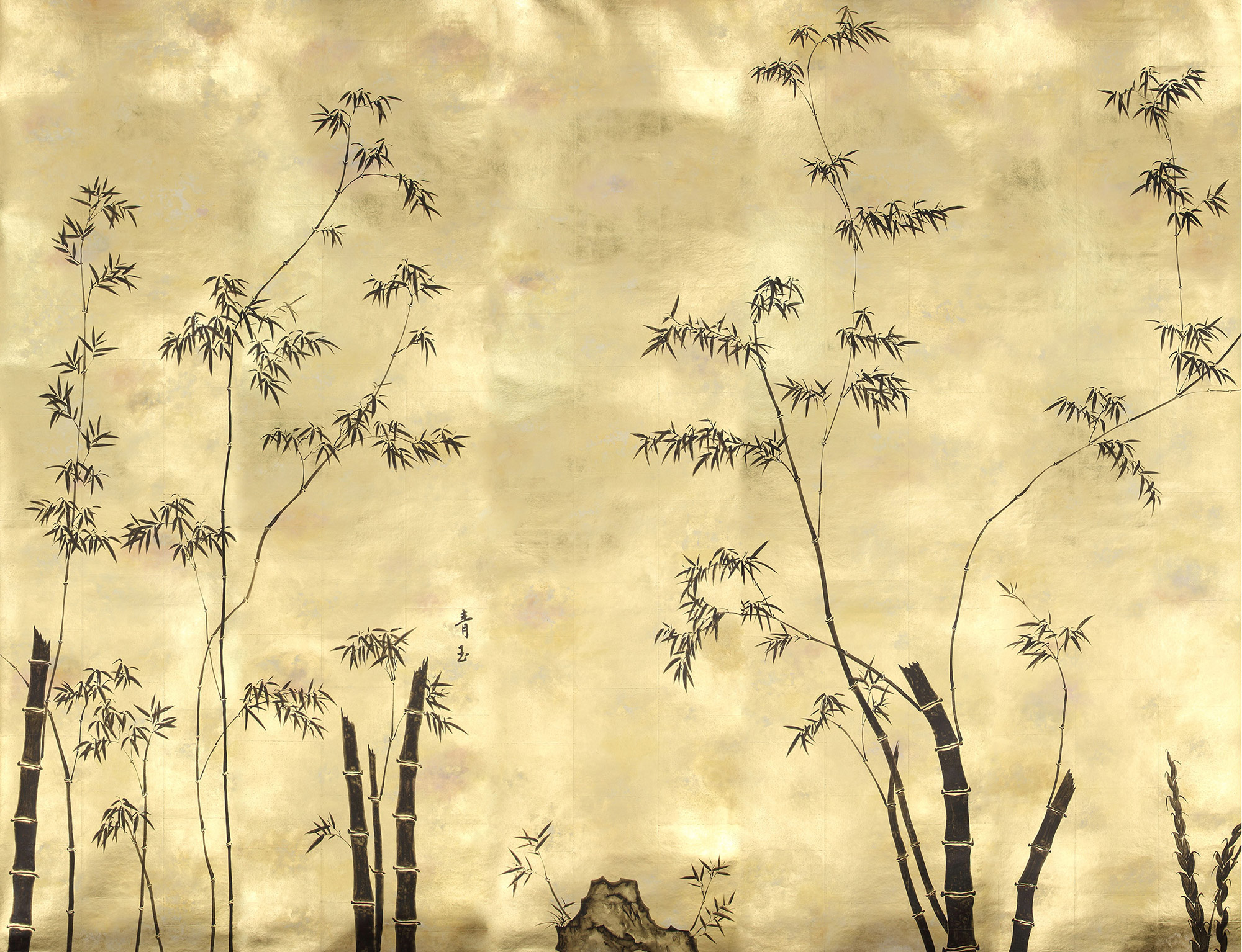 Обои ручная роспись Bamboo Quicksilver on Warm Gold gilded tea paper Обои ручная роспись Bamboo Quicksilver on Warm Gold gilded tea paper - постер Loft-Concept в Костроме