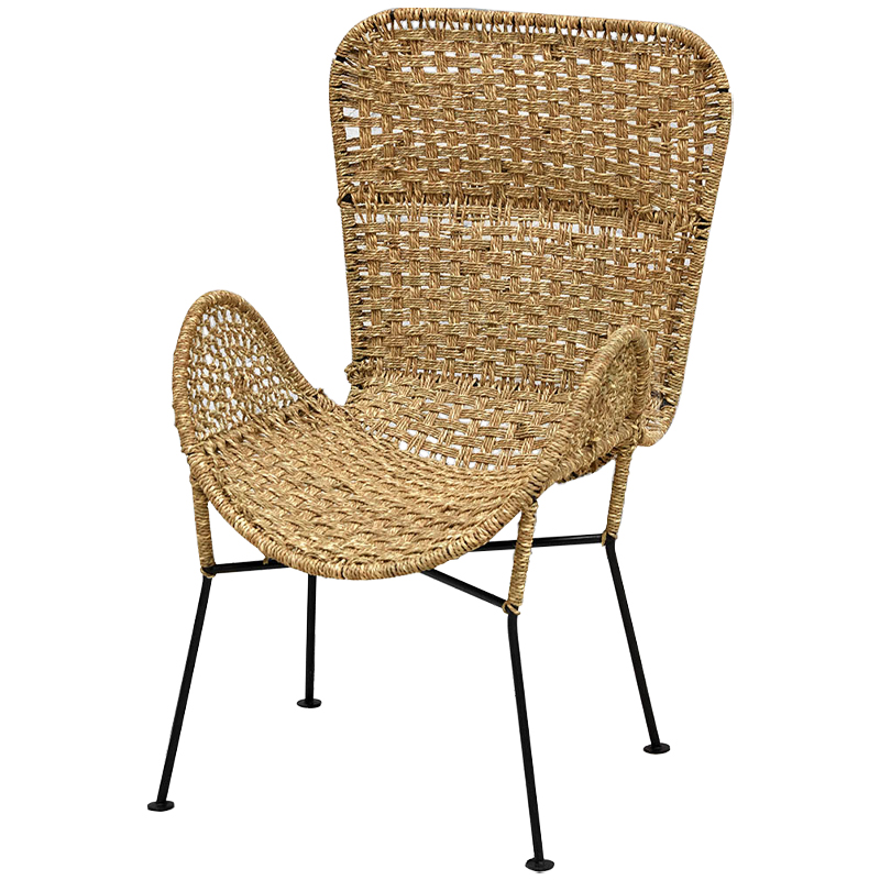Плетеный стул на металлических ножках Tong Wicker Chair Коричневый Черный Плетеный стул на металлических ножках Tong Wicker Chair Коричневый Черный в Костроме | Loft Concept