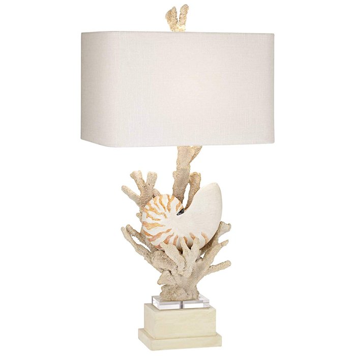 Nautilus Shell and White Coral Table Lamp Молочный Бежевый в Костроме | Loft Concept 