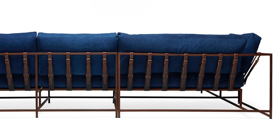 Угловой диван Indigo Denim and copper Sectional sofa Угловой диван Indigo Denim and copper Sectional sofa - Loft-Concept в Костроме