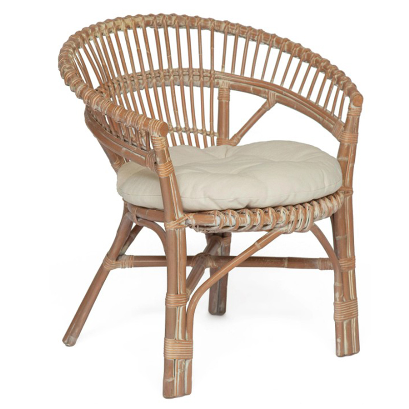 Уличное кресло Rauno Wicker Chair Бежевый Белый Уличное кресло Rauno Wicker Chair Бежевый Белый в Костроме | Loft Concept