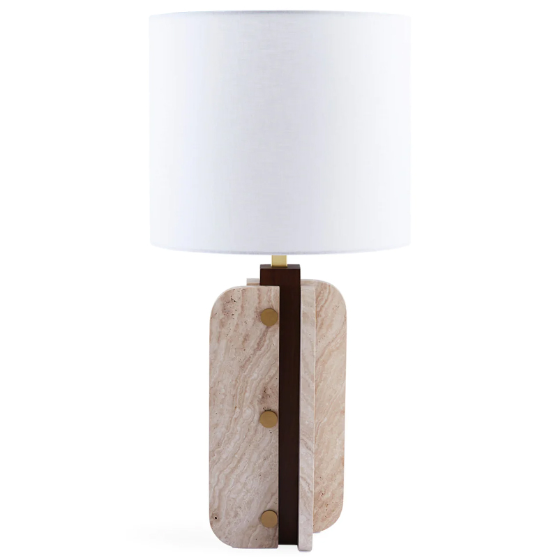 Настольная лампа TOPANGA COLUMN TABLE LAMP Белый Латунь Коричневый Бежевый Настольная лампа TOPANGA COLUMN TABLE LAMP Белый Латунь Коричневый Бежевый в Костроме | Loft Concept
