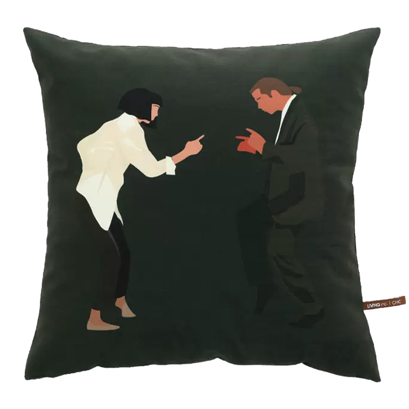 Декоративная подушка Pulp Fiction Dance Cushion Зеленый Бежевый Черный Декоративная подушка Pulp Fiction Dance Cushion Зеленый Бежевый Черный в Костроме | Loft Concept