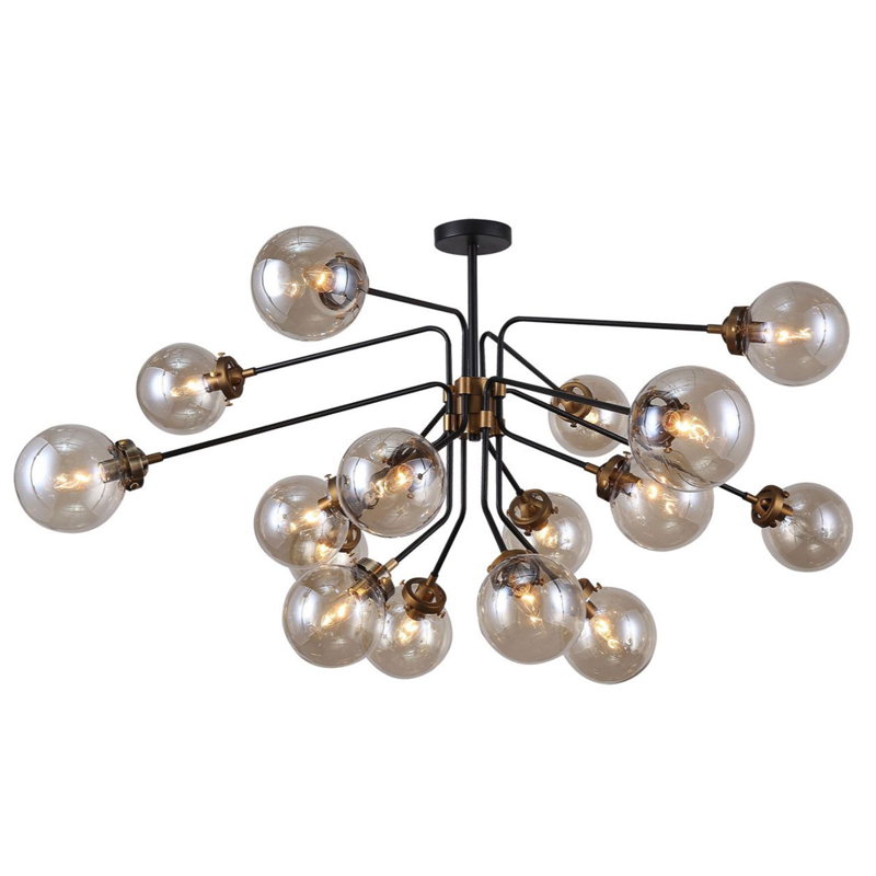 Большой Светильник Bistro Ceiling Globe 16 Черный Стекло Смок Большой Светильник Bistro Ceiling Globe 16 Черный Стекло Смок в Костроме | Loft Concept