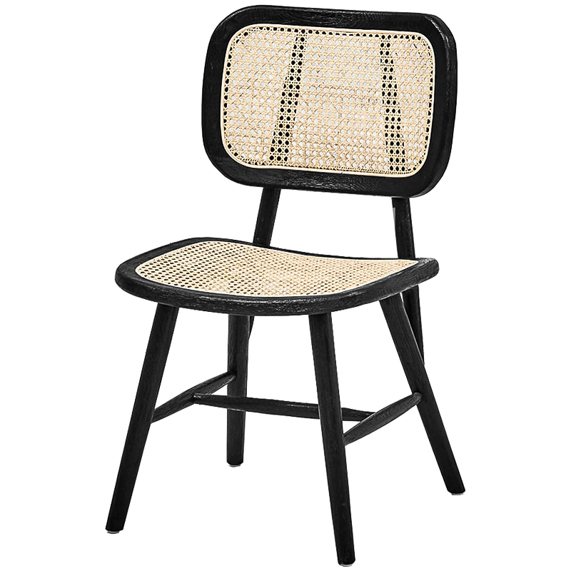 Стул Stiana Rattan Stool Черный Бежевый Стул Stiana Rattan Stool Черный Бежевый в Костроме | Loft Concept
