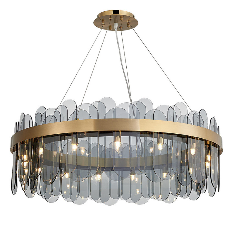 Люстра Blount Chandelier Smokey Латунь Стекло Смок Люстра Blount Chandelier Smokey Латунь Стекло Смок в Костроме | Loft Concept