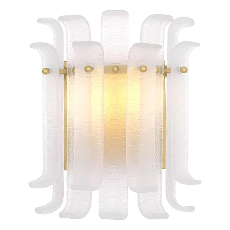 Бра Philipp Plein Wall Lamp Rodeo Drive Белый Белое матовое стекло Золотой Бра Philipp Plein Wall Lamp Rodeo Drive Белый Белое матовое стекло Золотой в Костроме | Loft Concept