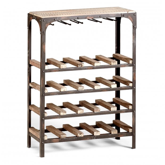 Стеллаж Industrial Metal Rust Console Wine Rack Стеллаж Industrial Metal Rust Console Wine Rack в Костроме | Loft Concept