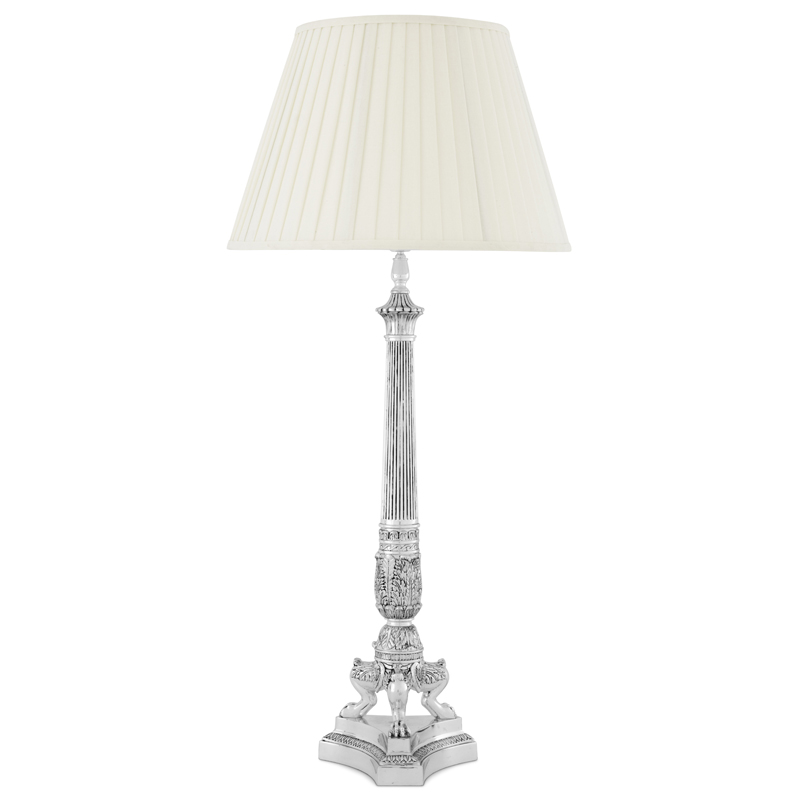 Настольная лампа Eichholtz Table Lamp Marchand Серебряный Белый в Костроме | Loft Concept 