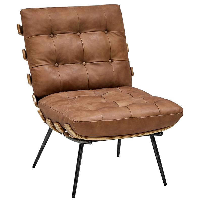 Кресло Philbert Chair brown leather Коричневый Кресло Philbert Chair brown leather Коричневый в Костроме | Loft Concept