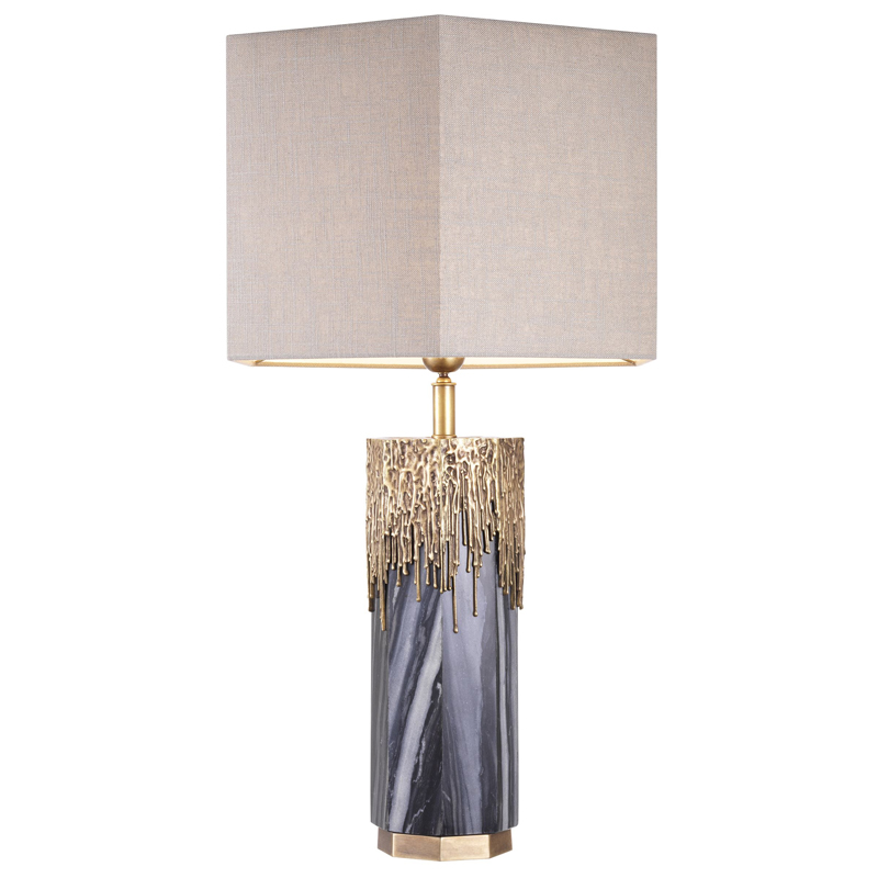 Настольная лампа Eichholtz Table Lamp Miller Серый Бежево-серый Винтажная латунь в Костроме | Loft Concept 