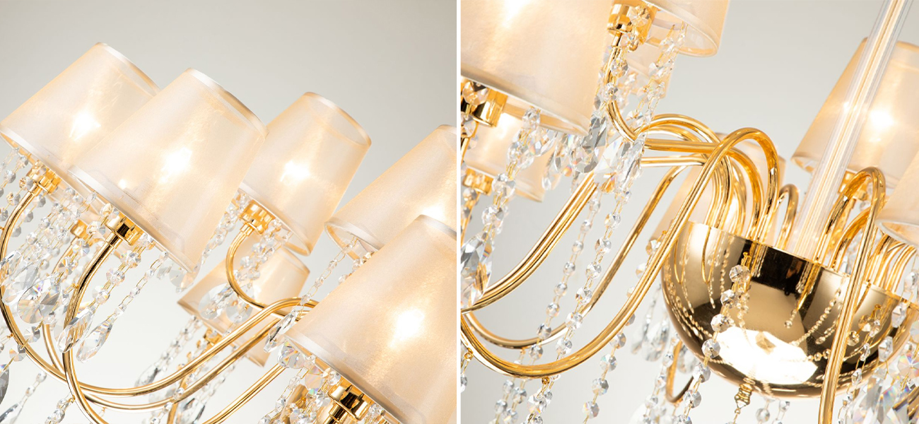 Двухъярусная люстра золотого цвета с хрустальным декором Dainty Light - фото №1