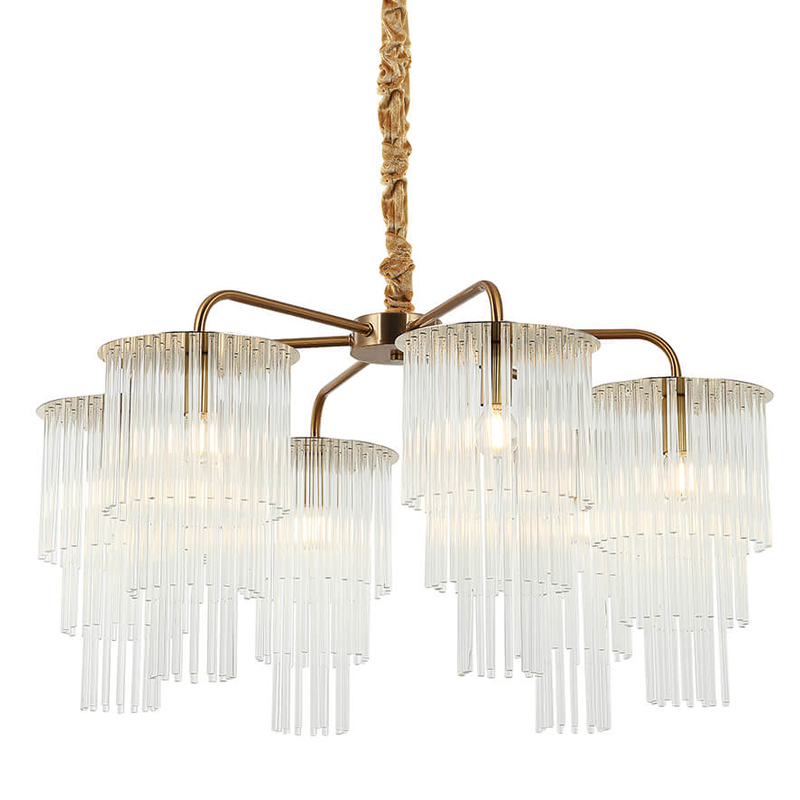 Люстра Harrison Chandelier gold 6 lamp Глянцевое золото Прозрачный Люстра Harrison Chandelier gold 6 lamp Глянцевое золото Прозрачный в Костроме | Loft Concept