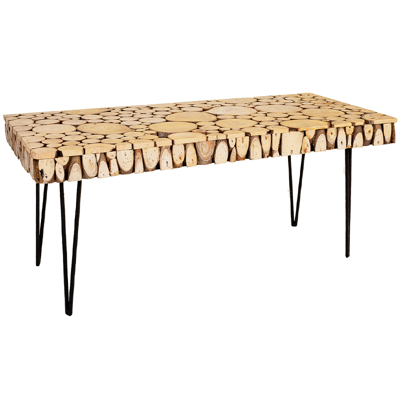 Кофейный стол с деревянной столешницей Wooden Cuts Coffee Table Коричневый Древесина Черный Кофейный стол с деревянной столешницей Wooden Cuts Coffee Table Коричневый Древесина Черный в Костроме | Loft Concept