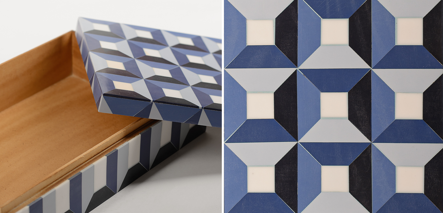 Шкатулка Squares Blue Bone Inlay Box - фото №1