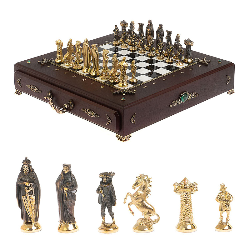 Шахматы в ларце из натуральных камней Змеевик Малахит Мрамор Decorative Thematic Chess Бронза Золотой Черный Белый Коричневый Малахит Шахматы в ларце из натуральных камней Змеевик Малахит Мрамор Decorative Thematic Chess Бронза Золотой Черный Белый Коричневый Малахит в Костроме | Loft Concept