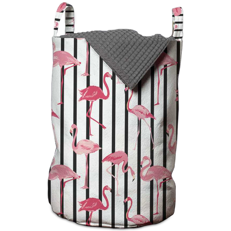 Корзина Flamingo Stripes Basket Черно-белый Розовый пастельный Корзина Flamingo Stripes Basket Черно-белый Розовый пастельный в Костроме | Loft Concept