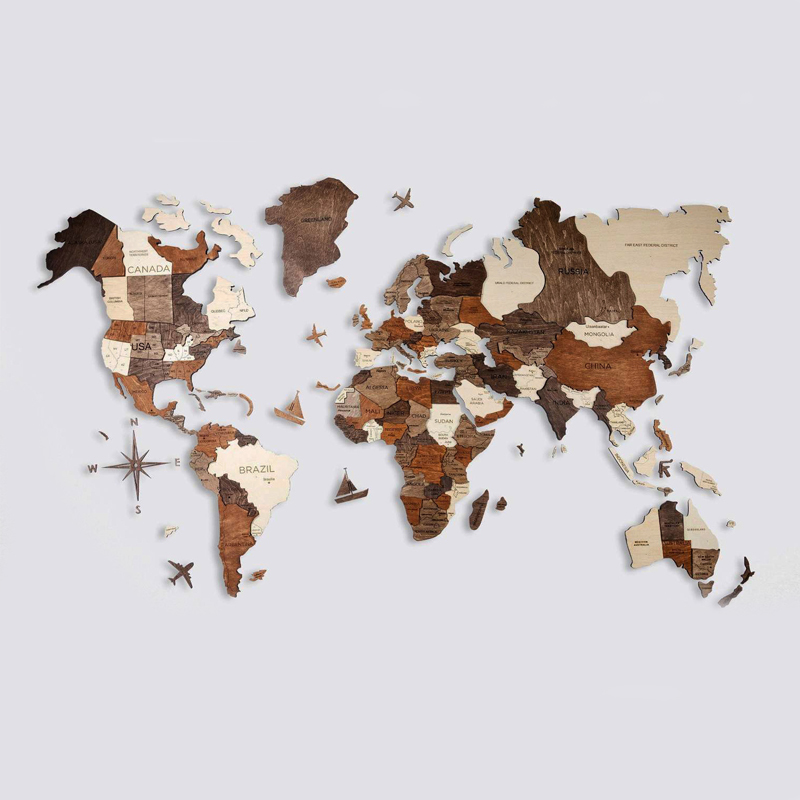Аксессуар на стену Wooden World Map Мульти Аксессуар на стену Wooden World Map Мульти в Костроме | Loft Concept