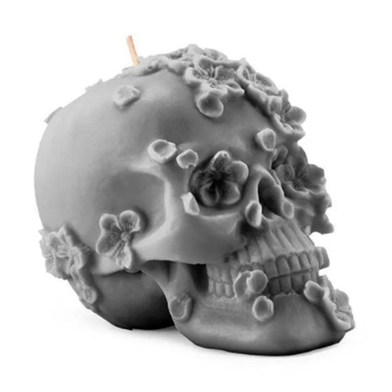 Свеча Gray Flowers Skull Серый Свеча Gray Flowers Skull Серый в Костроме | Loft Concept