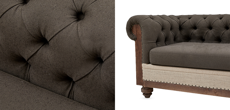 Диван Deconstructed Chesterfield Sofa triple Linen Brown - Loft-Concept в Костроме
