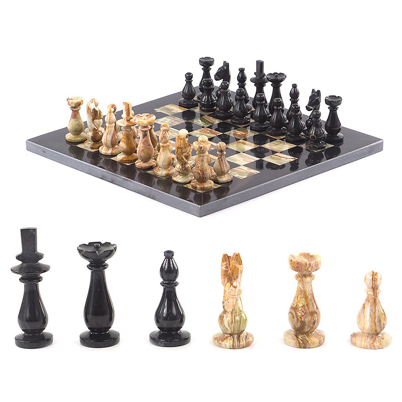 Шахматы настольные из натурального камня Оникс Decorative Thematic Chess Черный Оранжевый Шахматы настольные из натурального камня Оникс Decorative Thematic Chess Черный Оранжевый в Костроме | Loft Concept