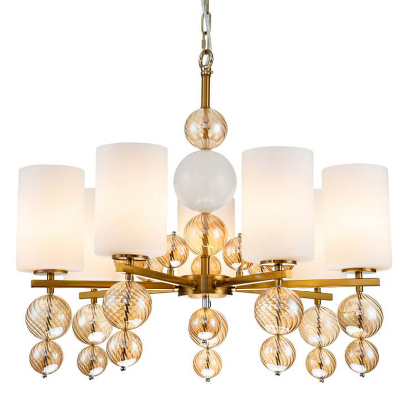 Люстра Blown Glass Balloons Chandelier 7 Латунь Белый Янтарный Люстра Blown Glass Balloons Chandelier 7 Латунь Белый Янтарный в Костроме | Loft Concept