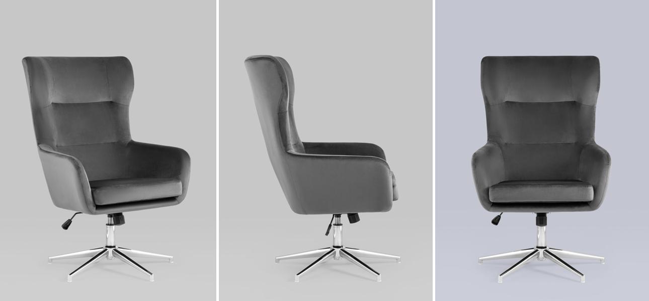 Кресло офисное Alastair серый велюр - фото