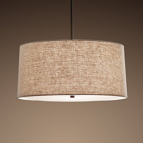 Люстра RH ROUND Linen Shade Pendant Бежево-серый Люстра RH ROUND Linen Shade Pendant Бежево-серый в Костроме | Loft Concept