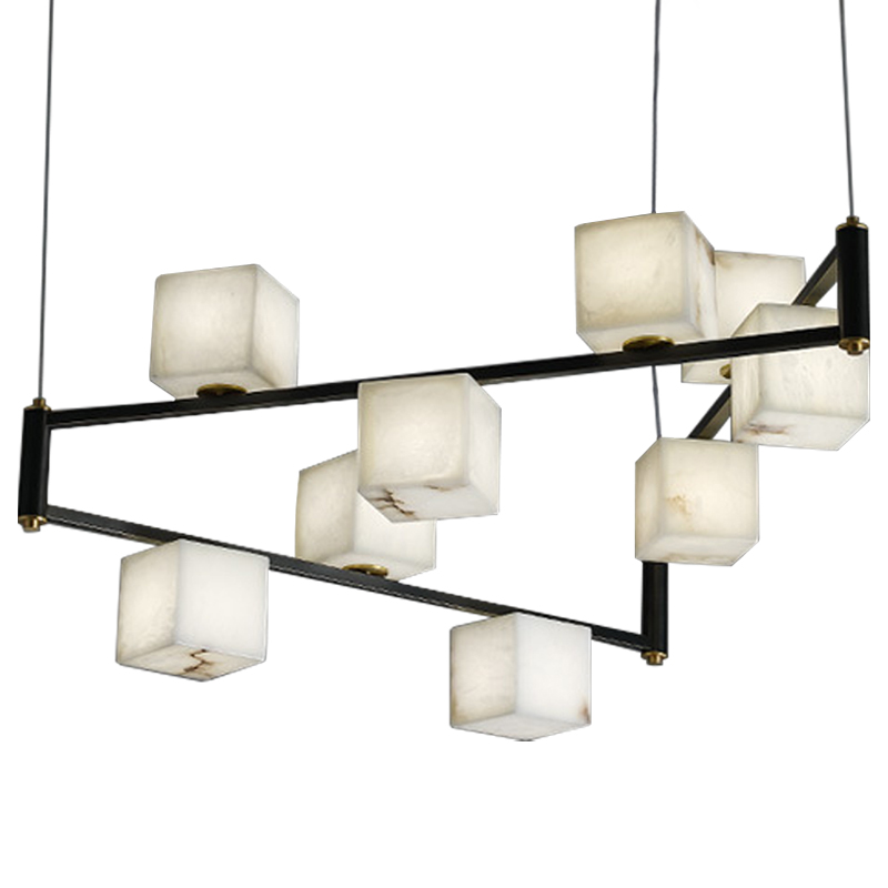 Люстра Marble Cubes Modern Light Chandelier 9 плафонов Белый Мрамор Bianco Черный Латунь Люстра Marble Cubes Modern Light Chandelier 9 плафонов Белый Мрамор Bianco Черный Латунь в Костроме | Loft Concept
