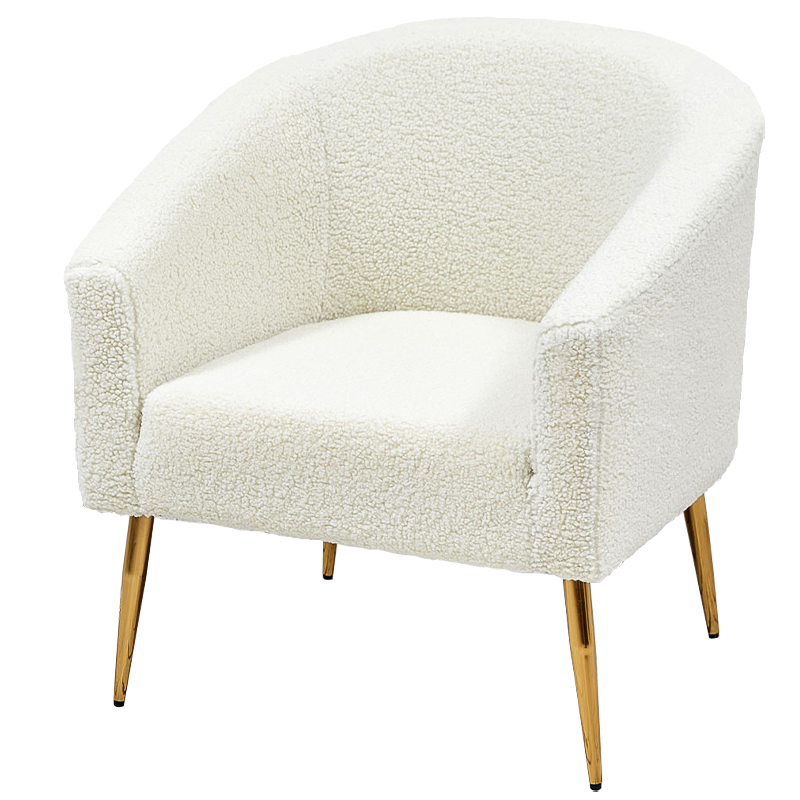 Кресло из белой ткани букле Boucle Luisa Armchair Белый Золотой Кресло из белой ткани букле Boucle Luisa Armchair Белый Золотой в Костроме | Loft Concept