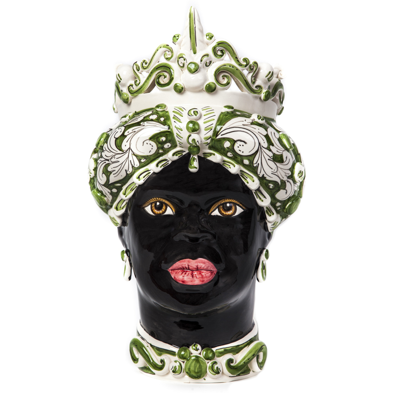 Ваза VASE MORO LADY MEDIUM green Черный Белый Зеленый Ваза VASE MORO LADY MEDIUM green Черный Белый Зеленый в Костроме | Loft Concept