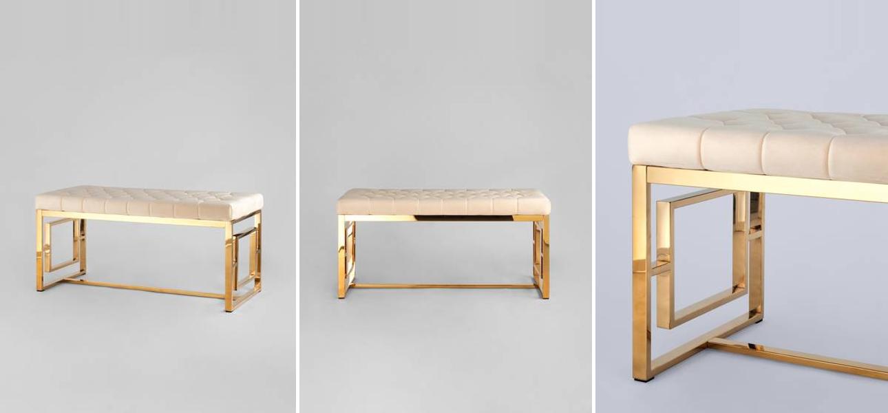 Банкетка Milan бежевый велюр - фото