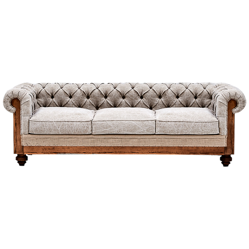 Диван Deconstructed Chesterfield Sofa Triple Gray Серый Бежевый Коричневый Диван Deconstructed Chesterfield Sofa Triple Gray Серый Бежевый Коричневый в Костроме | Loft Concept