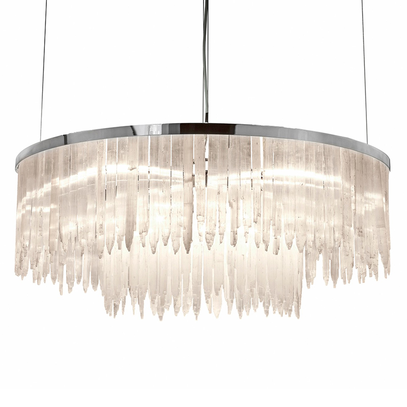 Люстра LAMP SELENITE MINI Nickel Oval Прозрачный белый Никель Люстра LAMP SELENITE MINI Nickel Oval Прозрачный белый Никель в Костроме | Loft Concept