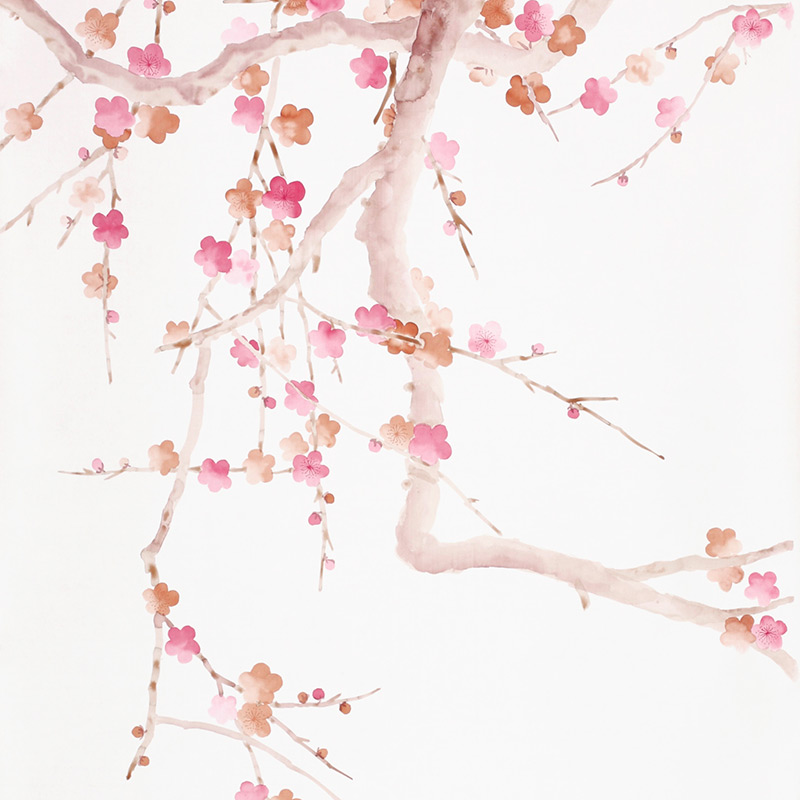 Обои ручная роспись Plum Blossom Bleached on Bleached White dyed silk Обои ручная роспись Plum Blossom Bleached on Bleached White dyed silk в Костроме | Loft Concept