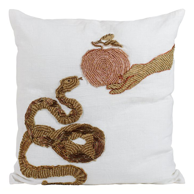 Подушка с вышивкой из бисера Snake with Apple Мульти Подушка с вышивкой из бисера Snake with Apple Мульти в Костроме | Loft Concept