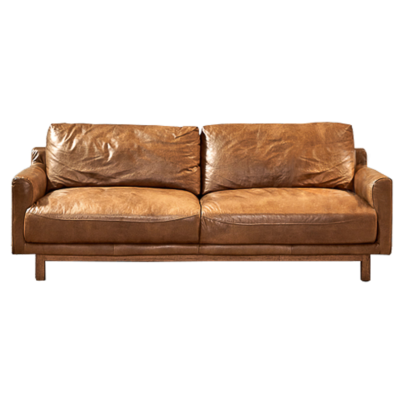 Диван Caramel Leather & Wood Triple Sofa Карамель Диван Caramel Leather & Wood Triple Sofa Карамель в Костроме | Loft Concept