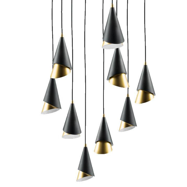 Люстра Lucio Black and Gold 9 Черный Золотой Люстра Lucio Black and Gold 9 Черный Золотой в Костроме | Loft Concept