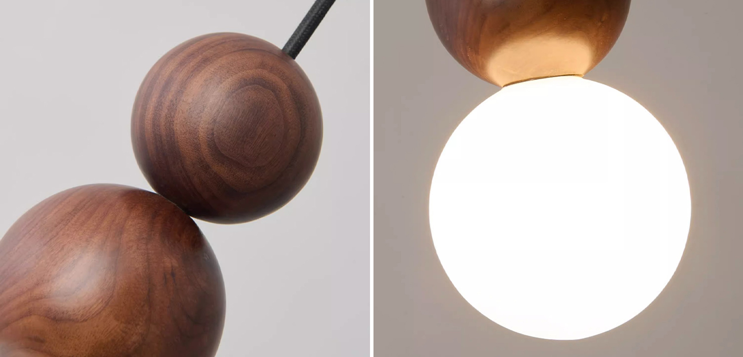 Подвесной светильник с круглым деревянным шарообразным корпусом из светлого и темного дерева Wilmot Wooden Hanging Light - фото №1
