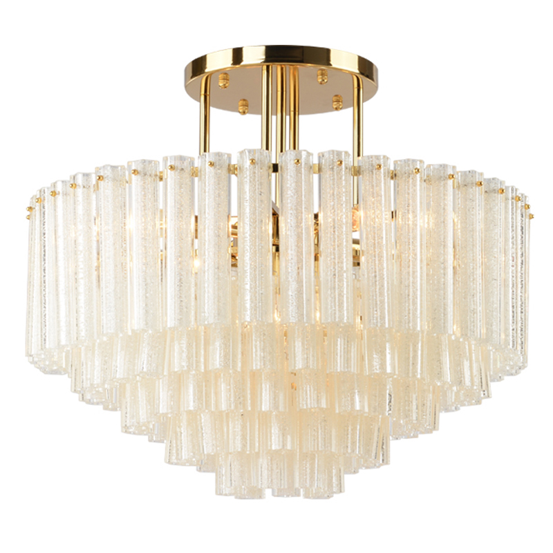 Люстра потолочная на штанге Textured Glass Chandelier Золотой Прозрачное Стекло в Костроме | Loft Concept 